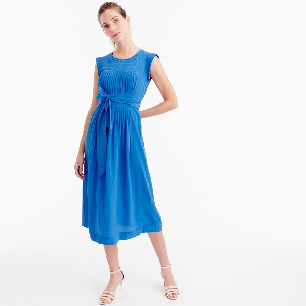 NWT j.crew silk midi dress with tie in black